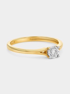 Yellow Gold Diamond Solitaire Split-Shank Ring