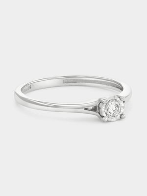 White Gold Diamond Solitaire Split-Shank Ring