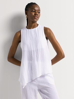 Linen-like Asymmetrical Hem Sleeveless Top