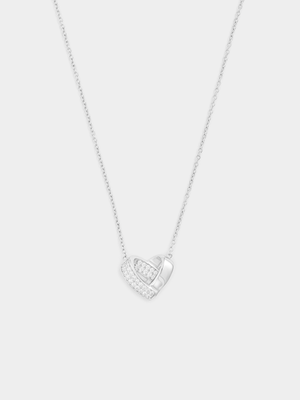 Sterling Silver Cubic Zirconia Ball Heart Pendant