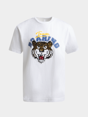 Older Boy's White Graphic Print T-Shirt