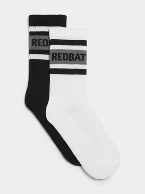 Redbat Unisex Stripe Branded Black/White Socks 4-7