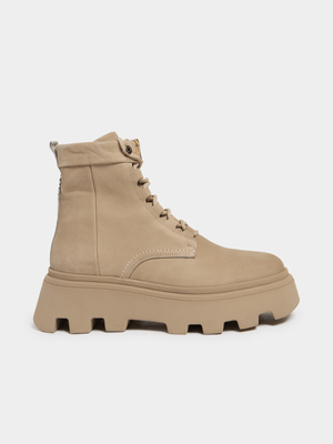 G-Star Women's Kafey Platform High Chelsea Nubuck Sand Boots