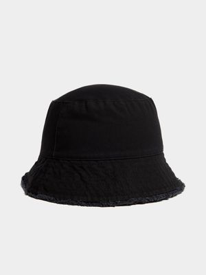 Women's Black Fringe Bucket Hat