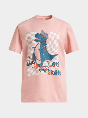 Younger Boy's Pink Graphic Print T-Shirt