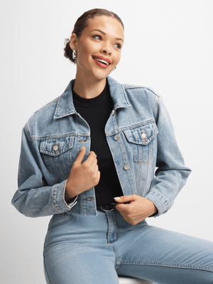 Jet Women's Light Salty Cropped Denim Jacket