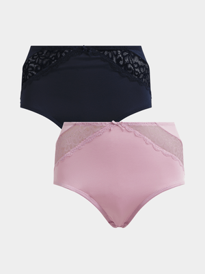 Jet Women's Navy/Lilac 2 Pack Full Brief