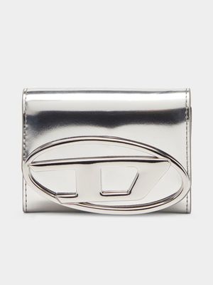 Women's Diesel Silver 1Dr Card Holder Bi-Fold Zip Wallet