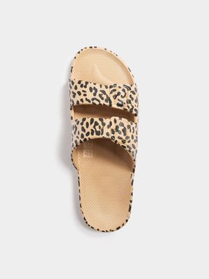 Women's Freedom Moses Brown Camel Leo Slides