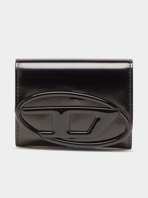 Women's Diesel Black 1Dr Card Holder Bi-Fold Zip Wallet