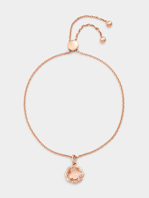 Rose Gold Plated Sterling Silver Morganite Flower Friendship Bracelet