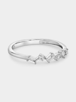 White Gold Lab Grown Diamond Baguette Scatter Ring