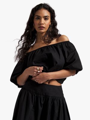 Poplin Balloon Sleeve Top