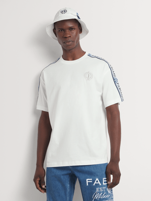 Fabiani Men's White Shoulder Tape T-shirt