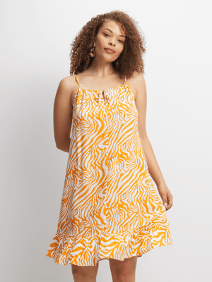 Jet Women's Orange/White Strappy Dress