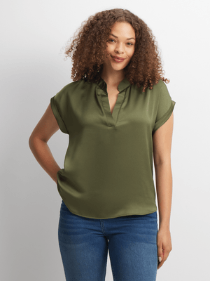 Jet Women's Olive Satin Top