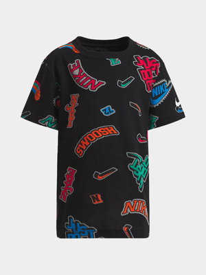 Nike Kids Boys Varzity All Over Print Black T-Shirt