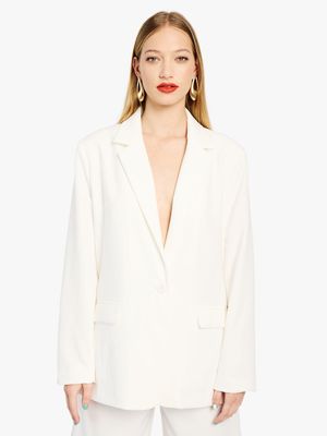 Women's Me&B  White Longer Length Blazer