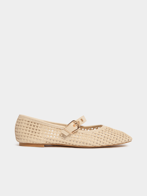 Weave strap pump-natural