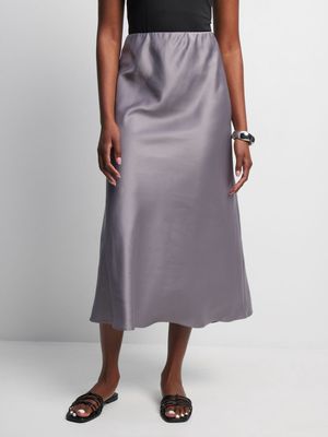 Women's Sliver Satin Slip Skirt