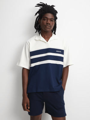 adidas Originals Men's White/Blue Polo Shirt