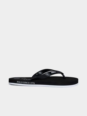 Men's Polo Black Big Pony Flip Flops