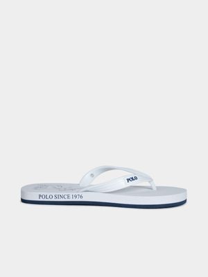 Men's Polo White Big Pony Flip Flops