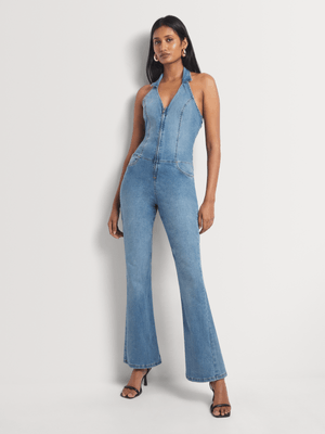 FF Denim Halter Neck Jumpsuit