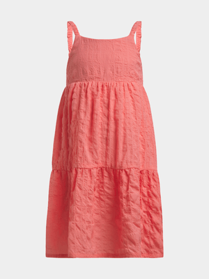 Younger Girl's Orange Textured Dress