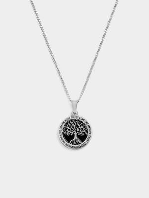 Silver & Black Plated Tree Of Life Pendant