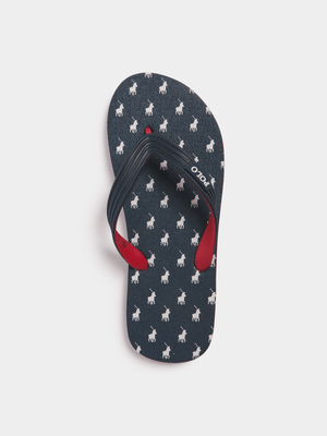 Men's Polo Blue Monogram Flip Flops