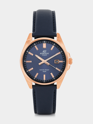 Casio Edifice Rose Plated Blue Dial Blue Leather Watch