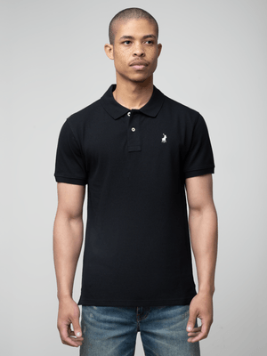 Men's Polo Black Stretch Pique Golfer