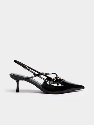 Multi Strap Kitten Heel Slingback Courts