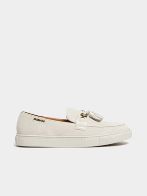 Fabiani Men's Cream Suede Bit & Tassel Slip On