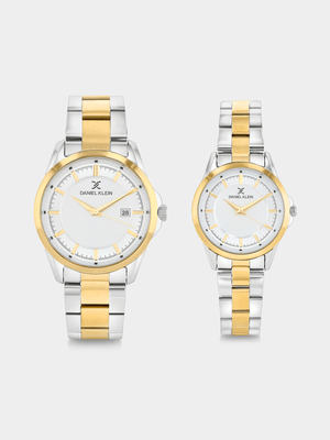 Daniel Klein Gold Plated Two-Tone Bracelet Watch His & Hers Set