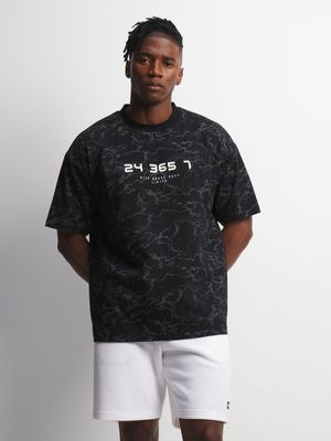 Mens TS Relaxed Fit AOP 24 365 7 Black Tee