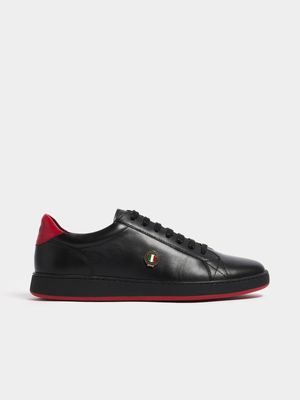 Fabiani Men's Black Leather Ingot Court Sneaker