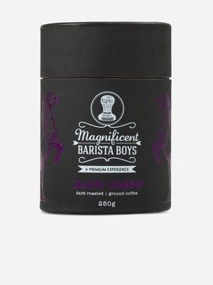 magnificent barista boys ground coffee dark horse 250g