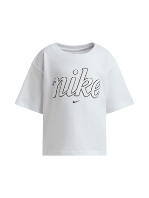 Nike Girls Kids White Graphic Star Boxy White T-Shirt