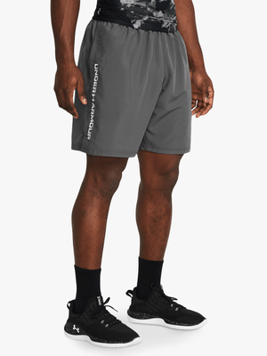 Mens Under Armour Woven Wordmark Grey Shorts