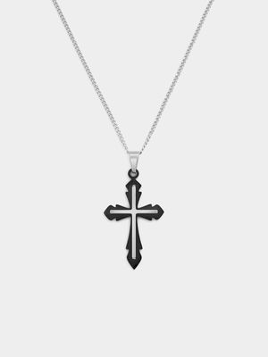 Silver & Black Plated Shadow Cross Pendant