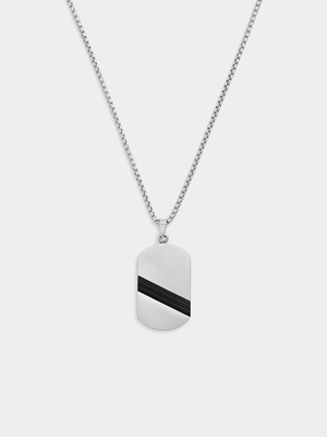 Silver Plated Stripe Disc Pendant