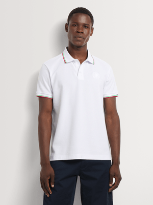 Fabiani Men's White Tonal Crest Polo Golfer