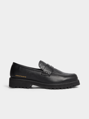 Men's Jonathan D Embossed Vamp Black Loafer