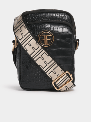 Croc Texture Webbing Strap Cellphone Bag