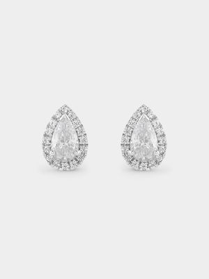 White Gold 0.50ct Lab Grown Diamond Pear Halo Stud Earrings