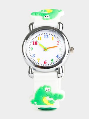 Boy's White Croc Watch