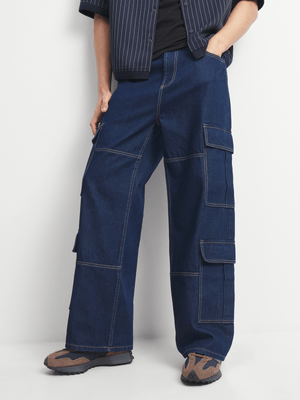 Men's Dark Wash Baggy Denim Jeans