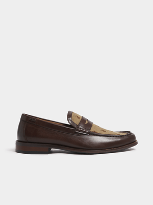 Men's Polo Brown Jacquard Monogram Penny Loafers